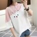T-shirt Color Blocked Korean Fashion Women's Cute Top Pink Girl Summer Camisetas Ropa De Mujer Blusas 2024 T-shirt_ecoleips.com