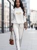 Women's Autumn Winter Unique Print Classic Two Stripes Loose Fitting Comfortable Hooded Sweatshirt Set_ecoleips.com