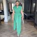 Elegant Belted Short Sleeve Dress for Women Solid Color Slim Fit Casual Dress with Adjustable Waist Tie for Spring_ecoleips.com