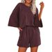 Women's Fashion Casual Loose Round Neck T-Shirt Short Sleeve Top And Shorts Two-Piece Suit Spring Summer Style_ecoleips.com