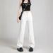 Narrow Straight-leg White Jeans For Women, 2025 Spring/summer, High-waisted Petite Pants, Casual Versatile, Japanese And_ecoleips.com
