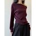 Yanshuang Korean Style Striped Elegant Off-Shoulder Knitted Sweater For Women Autumn High-End Loose Slimming Base Shirt_ecoleips.com