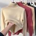Women's High Neck Fleece Sweater - Winter Warm Tops, Thickened All-in-One Thermal Shirt For Autumn & Winter (Plum/Black/Dark Blue)_ecoleips.com