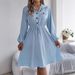 Women's Casual Button-Up Long Sleeve Shirt Dress Tie Waist Fitted Spring/Summer Thin Clothing_ecoleips.com
