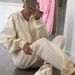 Women's Clothing Solid Color Long Sleeved Zipper Hoodie Elastic Lace Up Pants Two Piece Set_ecoleips.com