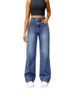 Women's Clothing Casual Straight Jeans Slightly Flared Elastic Waist Denim Jeans_ecoleips.com