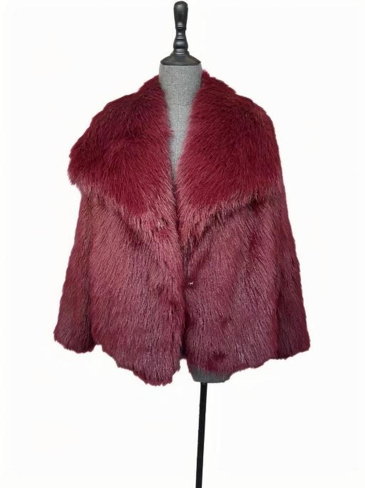 Women’s Faux Fur Coat – Square Neck Fox-Inspired Jacket With Pockets (6 Colors, 6 Sizes) For Fall & Winter_ecoleips.com