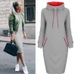 Women's Clothing Four Colors, Long Sleeved Turtleneck Sweatshirt Dress_ecoleips.com