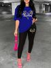 Women's Casual Loose And Fashionable Birthday Pattern Print Loose T-shirt+cropped Pants Two-piece Home Sportswear Daily Outfit-254_ecoleips.com