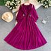 Women's French Style Off-Shoulder Round Neck Dress With Lantern Sleeves Elastic Waist Slimming Ruffle Long Skirt Summer Elegant_ecoleips.com