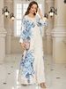 Women's Long Robe Fashion Print Beaded Rhinestone Dress, Elegant Evening Gown, Stylish Long Skirt, Perfect For Special Occasions_ecoleips.com