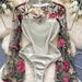 Women's Sexy Lace Mesh Long Sleeve Bodysuit, Semi-Turtle Neck, Sheer Insert, Tummy Control, Stretchy Allure For Clubbing & Date Nights_ecoleips.com