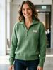 Lightweight Airy Collar Half Zip Label Patch Loose Long Sleeve Knit Top_ecoleips.com