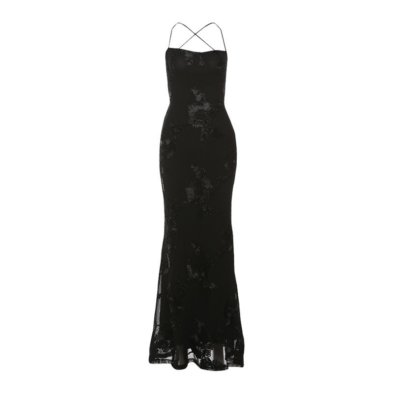 Women's Style Backless Tie Dress Slim Fit Sexy Long Skirt Summer New Arrival INS Temperament_ecoleips.com