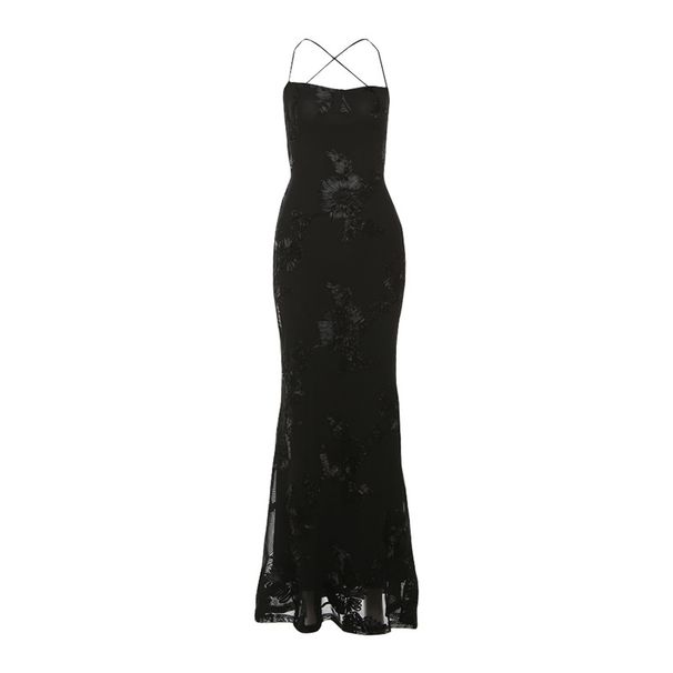Women's Style Backless Tie Dress Slim Fit Sexy Long Skirt Summer New Arrival INS Temperament_ecoleips.com