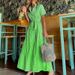 Women's Comfortable Casual Striped Dress Summer Fashion Mid-Length Loose Fit Short-Sleeved Mid-Calf Dress_ecoleips.com
