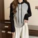 Real Shot Of Foreign Trade American-style Color-blocked Hooded T-shirt For Women, Long-sleeved, Spring And Autumn Wear,_ecoleips.com