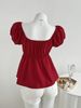 K New Polka Dot Bubble Sleeve Top Printed Round Neck Slimming Short Sleeved T-shirt For Women. No Necklaces Or Other Accessories_ecoleips.com