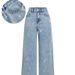 Aria Basics Cross-border European And American Best-selling Casual Straight-leg Jeans For Women, Loose-fitting,_ecoleips.com