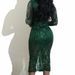 Women's Clothing sexy deep V split sequin long sleeve dress nightclub_ecoleips.com
