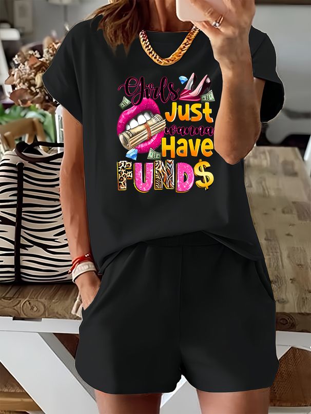 Women’s 2 Piece Outfit Set – Oversized Graphic T-Shirt And Biker Shorts Matching Set, Casual Summer Lounge Tracksuit For Daily Wear-331_ecoleips.com