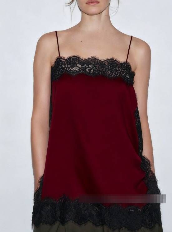 Women's Sexy Camisole Lace Patchwork Tank Top Solid Color American Style Thin Summer Fashion For Girls_ecoleips.com