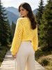 French Openwork Textured Cardigan Knit Top_ecoleips.com