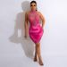 Women's Clothing Backless Rhinestone Halter Neck Dress_ecoleips.com