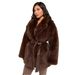 Women’s Belted Faux Fur Coat – Oversized Lapel Jacket With Russian-Style Collar (S/M/L, Coffee/Grey/Beige/Black)_ecoleips.com