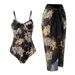 Women’S Printed One-Piece Swimsuit With Sarong Wrap – Tiger & Galaxy Patterns, High Elasticity Polyester, Sexy Beachwear (S-Xl)_ecoleips.com