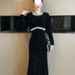 European-style Black For Women, Spring Collection, Heavy-duty Rhinestone Embellished Party Gown, Light Luxury, Slim-fit_ecoleips.com