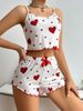 Cross-Border Hot-Selling Women's Homewear Heart Print Camisole Shorts Casual Ribbed Wearable European And American Style_ecoleips.com