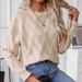Women's Clothing Women's Knit Sweater Fall Winter Fashion Loose Fit Round Neck Pullover Cable Knit Pattern Acrylic Soft Comfortable Casual Elegant_ecoleips.com