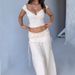 Women's 2 Piece French Style Low Cut Cropped Cami Top And Ruched Midi Skirt Set – Summer Resort Outfit_ecoleips.com