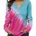 Spring And Autumn Women's Digital Print Fashion V-Neck Women's T-Shirt Top_ecoleips.com