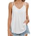 Aria Basics Aria Basics European And American Cross-border Foreign Trade 2024 Spring/summer New Solid Color V-neck Camisole Loose T-shirt_ecoleips.com