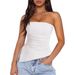 Aria Basics Aria Basics 2025 New European And American Summer Women's Fashion Sexy Hot Girl Outing Ruched Asymmetrical Tube Top_ecoleips.com