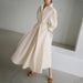 Women's Clothing Elegant Shirt Dress Solid Color Long Sleeve Female Casual High Waist Robe_ecoleips.com