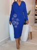Elegant Slim Fit Off-Shoulder Zipper Rhinestone Decorated Dress Long Sleeve For Women_ecoleips.com