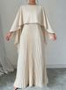 K New Solid Color Loose Bat Sleeves With Pleats, Irregular Slimming, Elegant Long Skirt Fashion Set_ecoleips.com