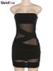 Weird Puss Party Strapless Dress Women Patchwork Mesh Summer Trend Sleeveless Midnight Sexy Hip Mini Bodycon Skinny Clubwear_ecoleips.com