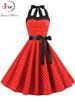 Polka Dot Dress Women Vintage Swing Halter Belt 50s 60s Rockabilly Prom Party Dresses Retro Feminino Vestidos_ecoleips.com