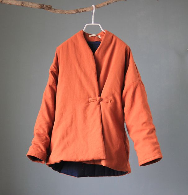 girl Winter New Padded Small Elegant Artistic Temperament Jacket Linen Three Colors Retro Ethnic Cotton Coat_ecoleips.com