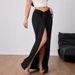 Voya Women's High-end Elegant Half Skirt 2026 Spring/summer New High Waisted Slit Mid Length Skirt_ecoleips.com