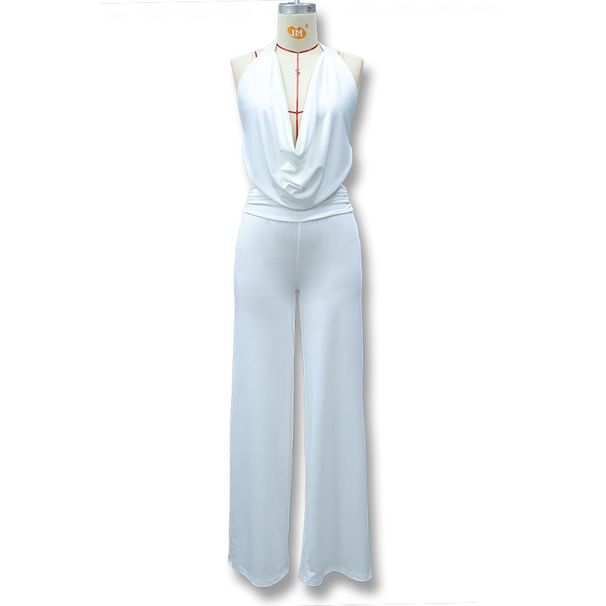 Women's Clothing Women's Solid Color Halter Neck Backless Top And Wide Leg Pants Casual Spring Summer Style Sexy_ecoleips.com