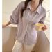 Women's Linen Summer Sun Protection Shirt Long Sleeve Thin Solid Color Loose Fitting High End Luxurious Outerwear_ecoleips.com