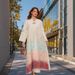 Women's Clothing Elegant Muslim Women's Long Dress With Stand Collar & Gradient Embroidery – Modest Summer Abaya (S-XL, Polyester-Spandex Blend)_ecoleips.com