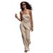 Polka Dot Sleeveless Top & Tied-Waist Pants Set – Lightweight Summer Two-Piece Outfit For Women (Beige)_ecoleips.com