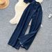 Retro American Style Deep V Sleeveless Denim Shirt High Waisted Slim Fit Trousers Outfit For Women Autumn Hot Girl_ecoleips.com