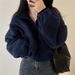 Designed Short Stand Collar Warm Shearling Coat Women, New Loose Fit Elegant Zipper Cardigan For Autumn And Winter_ecoleips.com